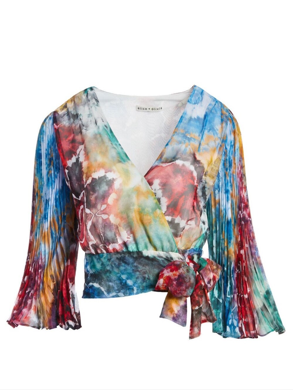 Alice + Olivia Bray Silk Wrap Top Multicolour Tie Dye